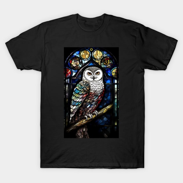 Stained Glass Style Majestic Owl Sitting T-Shirt by IainDesigns